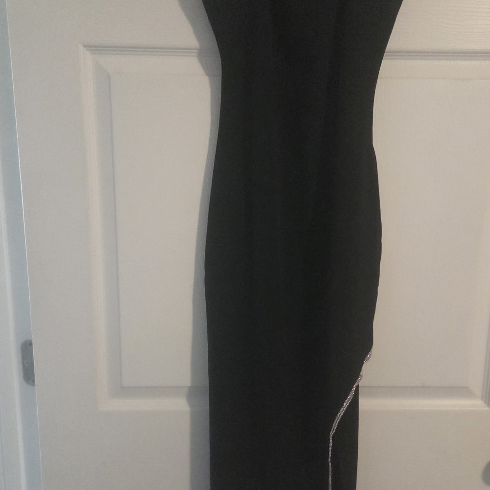Madden Girl Black Midi Dress with Silver Accents